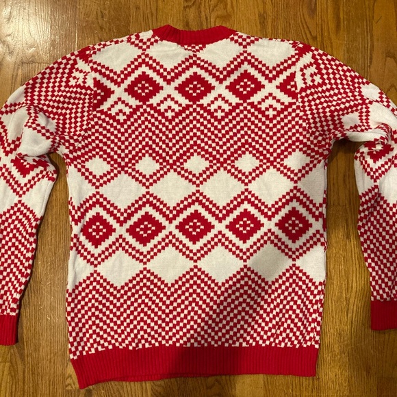 Ugly Christmas sweater llama unisex M red white fair isle - Picture 4 of 4